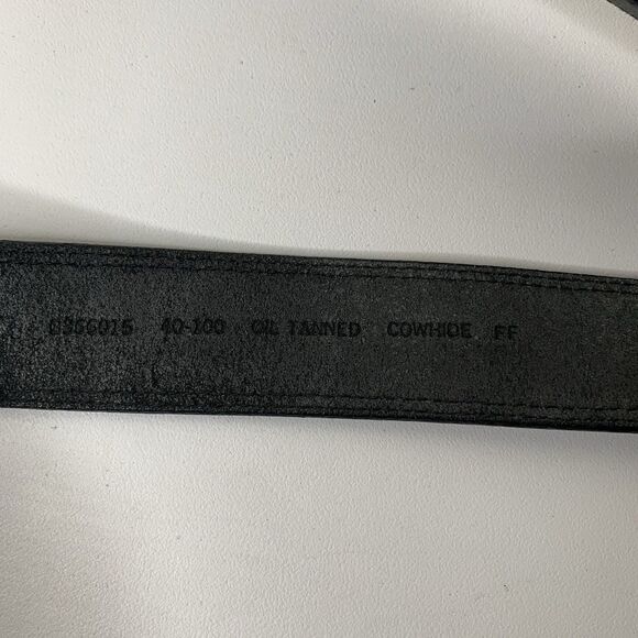 CRUMRINE Western Etched Design Heavy Silver Plated Belt Buckle Black Cowhide - Picture 5 of 6